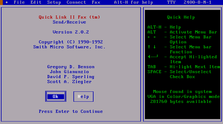 QuickLink II Fax 2.0.2 - Splash